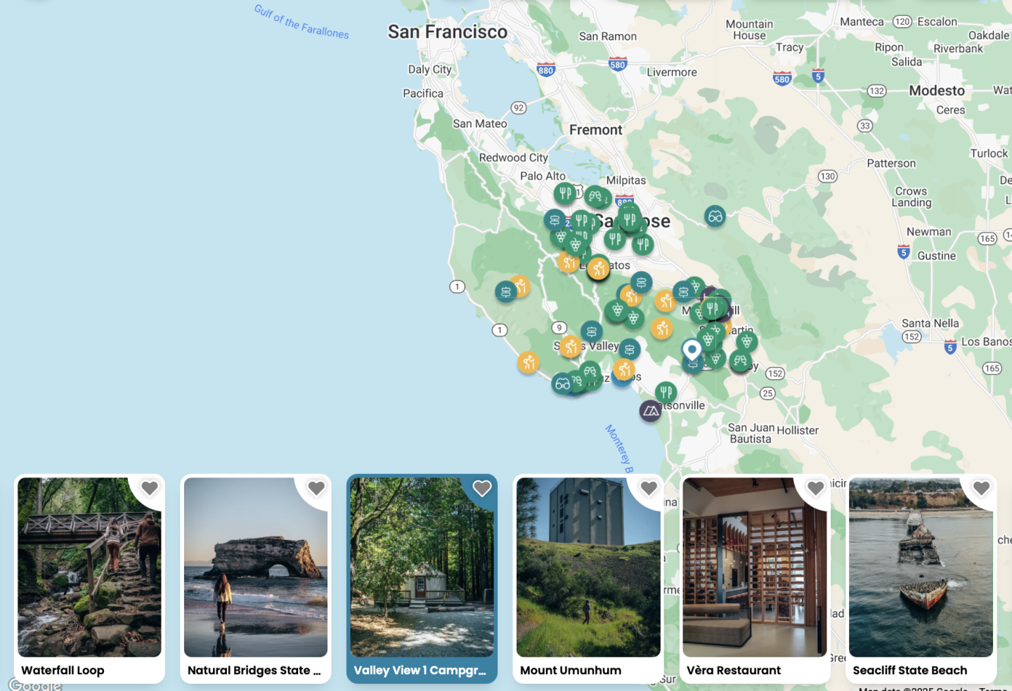 Map of Mount Madonna - Watsonville, California